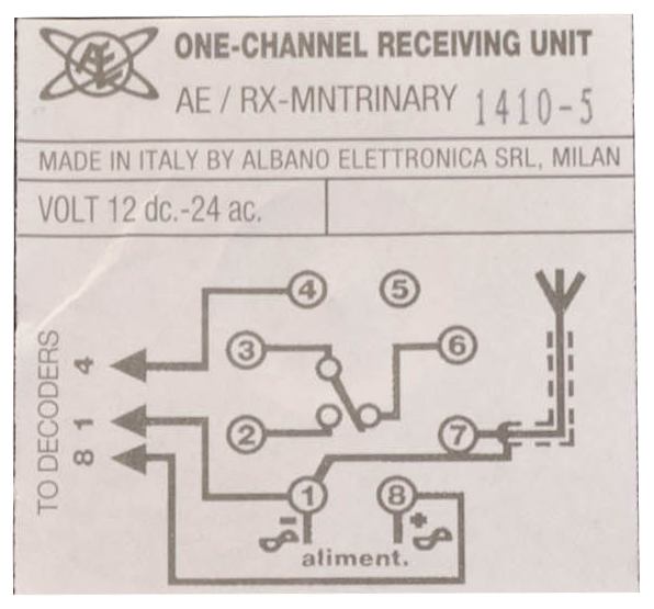 ALBANO R-1 / Single Channel Trinary Garage Door Receiver Diagram